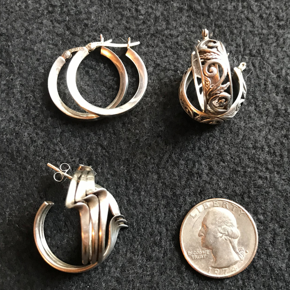 Lot of Sterling Hoop Earrings